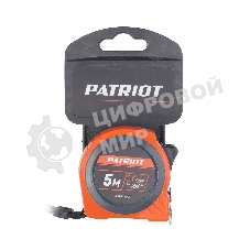 Рулетка PATRIOT MTP-5-25, магнит, 2сторон.зацеп, антиблик.нейлон.покрытие, крупн.шрифт, двусторон.белая лента, 5м*25 мм