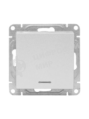 Механизм выключателя EKF UP1-SWA-14 одноклавишный, с подсветкой, алюминий Эпика