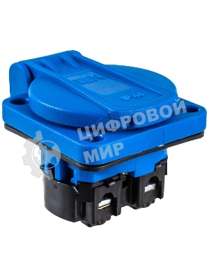 Розетка панельная IEK MAGNUM PSN71-016-3-2-44-K07 2P+PE 16А IP44 РП11-3 с защ. крышкой с заземл. син.