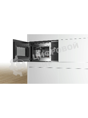 Встраиваемая микроволновая печь Bosch BEL554MS0 нержавеющая сталь/черный, 25 л, 900 Вт, переключатели - поворотный механизм/сенсор
