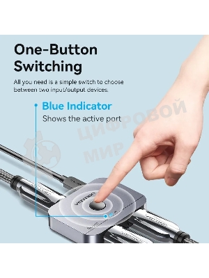 Переключатель - разветвитель Vention HDMI v2.1 двунаправленный 2x1/1x2