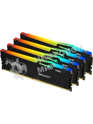 Оперативная память Kingston Fury Beast, DDR5, 128Gb (4x32Gb), 5600MHz, CL40, DIMM, радиатор, RGB, черный