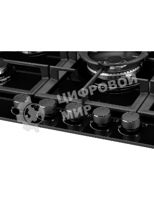 Газовая варочная панель Kuppersberg FG 95 B, закаленное стекло, ширина 90 см, 5 газовых конфорок, WOK конфорка(4,2 кВт), автоподжиг, газ-контроль, чугунные решетки, черный