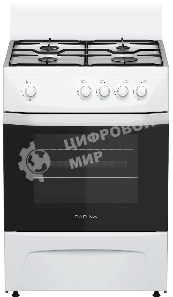 Плита газовая Darina C 1001 W белый/черный, конфорок 4 шт, духовка 50 л, 60 см x 85 см x 60 см