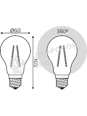 Лампа светодиодная филаментная Gauss Filament 7Вт цок.: E27 груша св. свеч. бел. теп. (упак.: 10 шт)