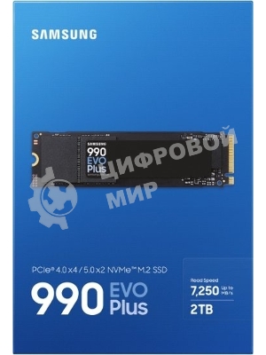 Накопитель SSD Samsung 990 EVO Plus, 2Tb, M.2 2280, PCIe 4.0 x4, NVMe, R/W 7250/6300
