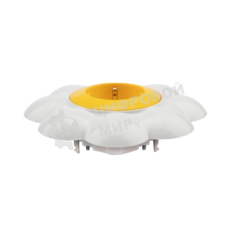 Розетка одноместная Kranz HAPPY Ромашка скрытой установки, с заземлением и защитными шторками, желтая/белая