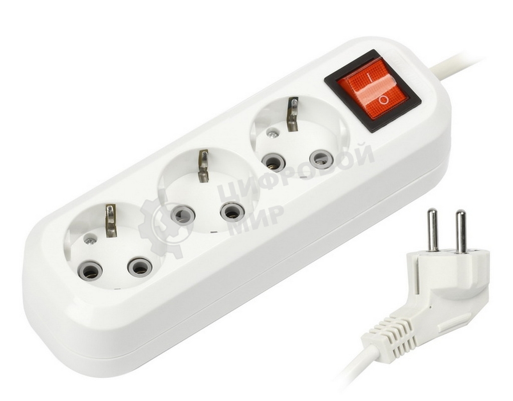 Удлинитель Smartbuy (SBE-16-3-02-ZS) 3 гнз х 2,0 м (16А/3.5 кВт, ПВС 3х1.0)