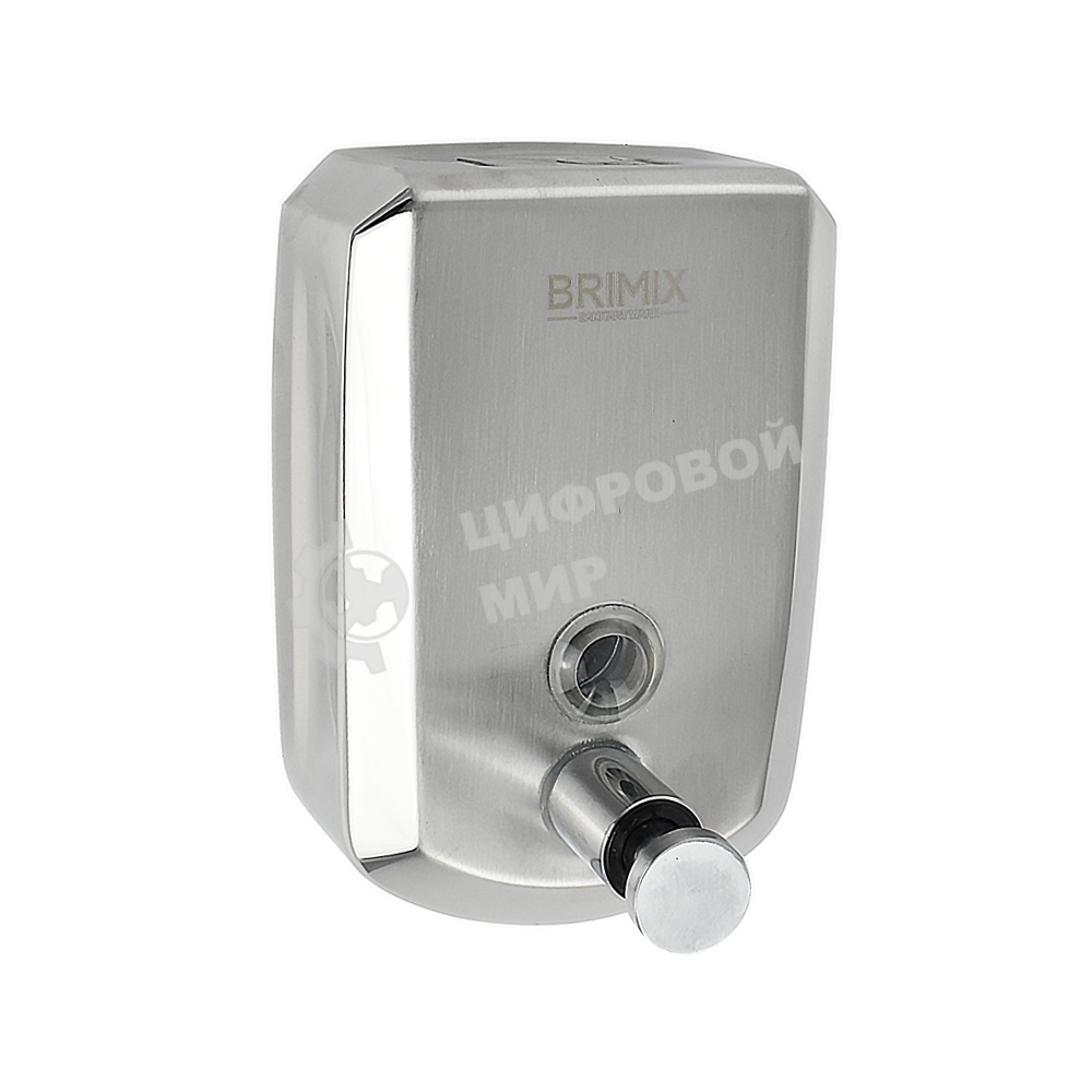 Дозатор жидкого мыла настенный, металический с глазком, из нерж.стали 201, на 500 мл ХРОМ BRIMIX 643