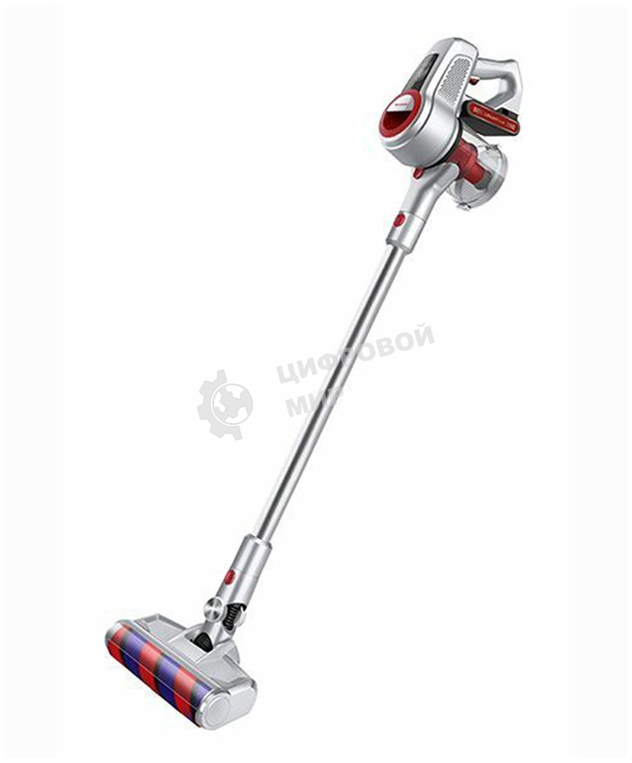 Пылесос вертикальный Sharp ECSB72RS серебристый/красный, питание от аккумулятора, 95 Вт, уборка сухая, пылесборник 1 л, работа от АКБ max 36 мин