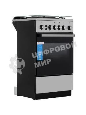 Плита газовая De Luxe 5040.40Г (кр) ЧР-010 серебристый, конфорок 4 шт, духовка 46 л, 50 см x 85 см x 50 см