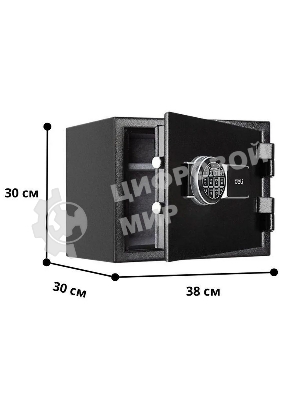 Сейф огнестойкий Deli ET586 300x380x300 мм, электронный/ключевой, черный