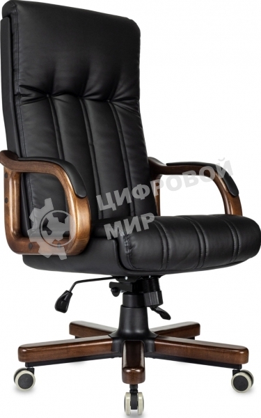 Кресло руководителя Бюрократ T-9932Walnut черный, кожа, крестов. металл/дерево