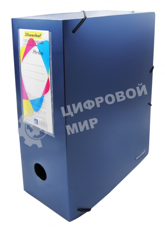 Папка архивная на резинке Silwerhof Perlen 311915-74 полипропилен 1мм корешок 100мм A4 синий металлик