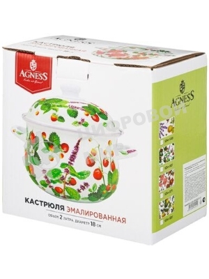 Кастрюля эмалированная AGNESS 934-561 ФРУКТОВАЯ КОРЗИНА 2.0 л