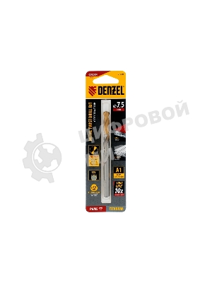 Сверло спиральное по металлу Denzel 7,5 x 109мм, Р6М5, Golden Tip