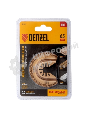Насадка для МФИ Denzel режущая полукруг., HM, по плитке и дереву, 65 мм