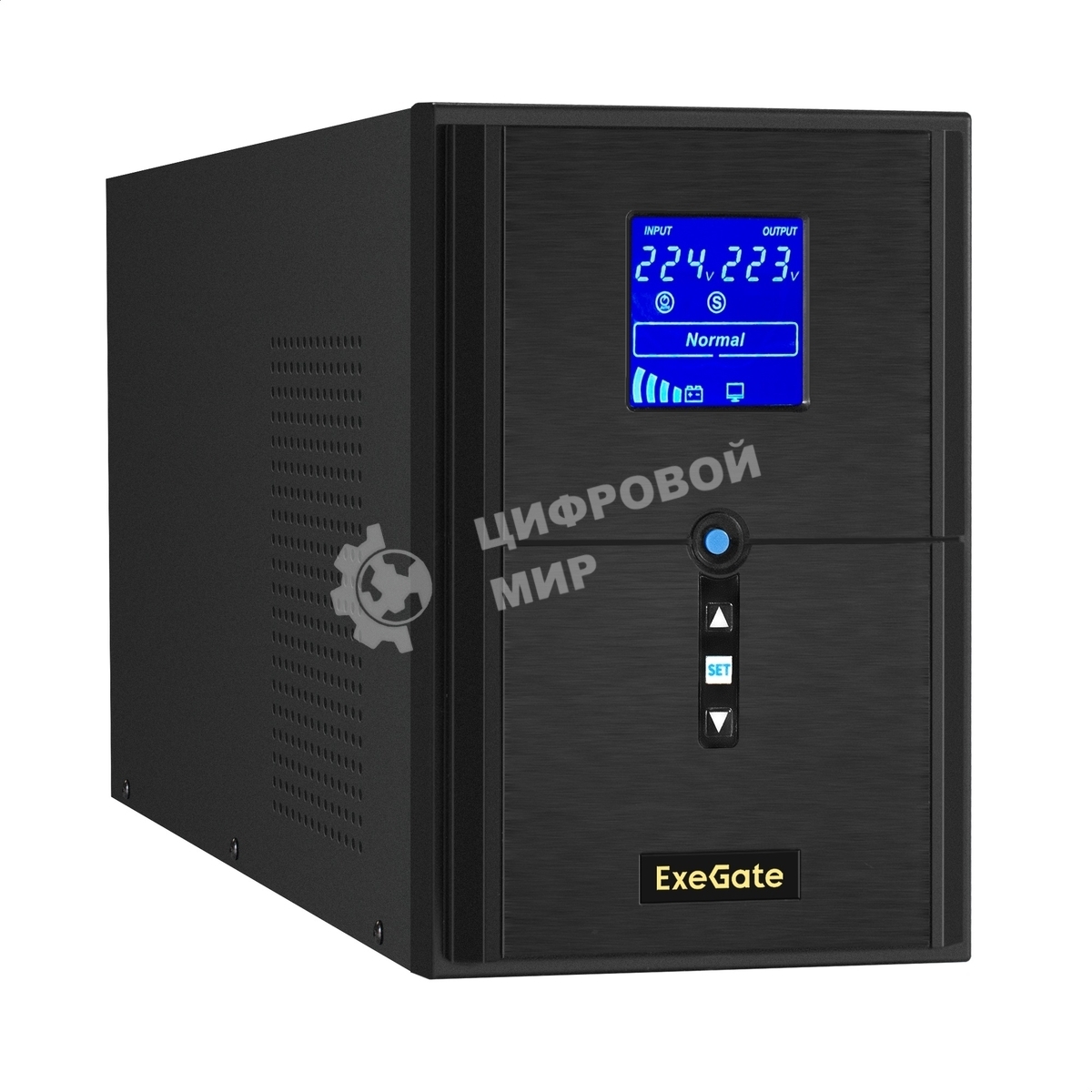 Источник бесперебойного питания (инвертор, синус, для котла) ExeGate SineTower SZ-2000.LCD.AVR.3SH.1C13.USB 2000VA/1600W, чистая синусоида, LCD дисплей, AVR, 3хSchuko+1хC13, USB, линейно-интерактивный, внешняя батарея 24В до 200А·ч, черный