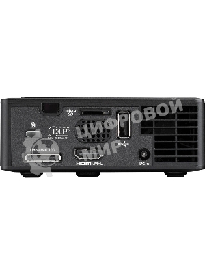 Проектор Optoma ML750e (DLP, LED, WXGA 1280x800, 700Lm, 15000:1, HDMI, USB, MHL, MicroSD, 1x1W speaker, 3D Ready, led 20000hrs, черный, 0.38kg)