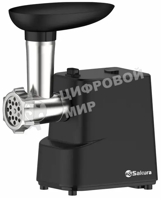 Мясорубка электрическая Sakura SA-6429BK черный, 1500 Вт, 0.9 кг/мин, реверс, защита от перегрузки, насадки - 4