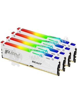 Оперативная память Kingston Fury Beast, DDR5, 128Gb (4x32 Gb), 5200 MHz, CL40, радиатор, RGb, белый