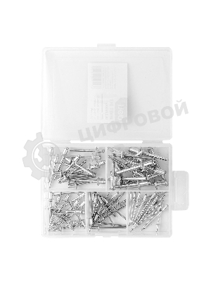 Набор заклепок Deli DL236906 75 шт (2.4мм,3.2мм,4.0мм,4.8мм,6.0мм) * 15 шт Пластиковая коробка.