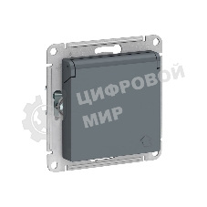 Механизм розетки 1-м СП AtlasDesign 16А IP20 с заземл. защ. шторки с крышкой грифель