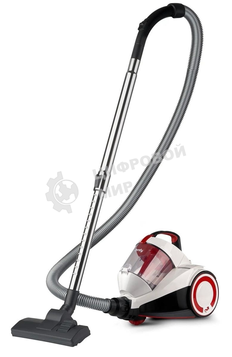 Пылесос Domfy DSC-VC505 белый/красный, 350/2000 Вт, уборка сухая, пылесборник контейнер 2.5 л