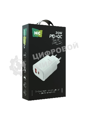 Сетевое зарядное устройство MORE CHOICE NC81 СЗУ 1USB+1Type-C 3.0A PD 20W+ QC3.0, белый