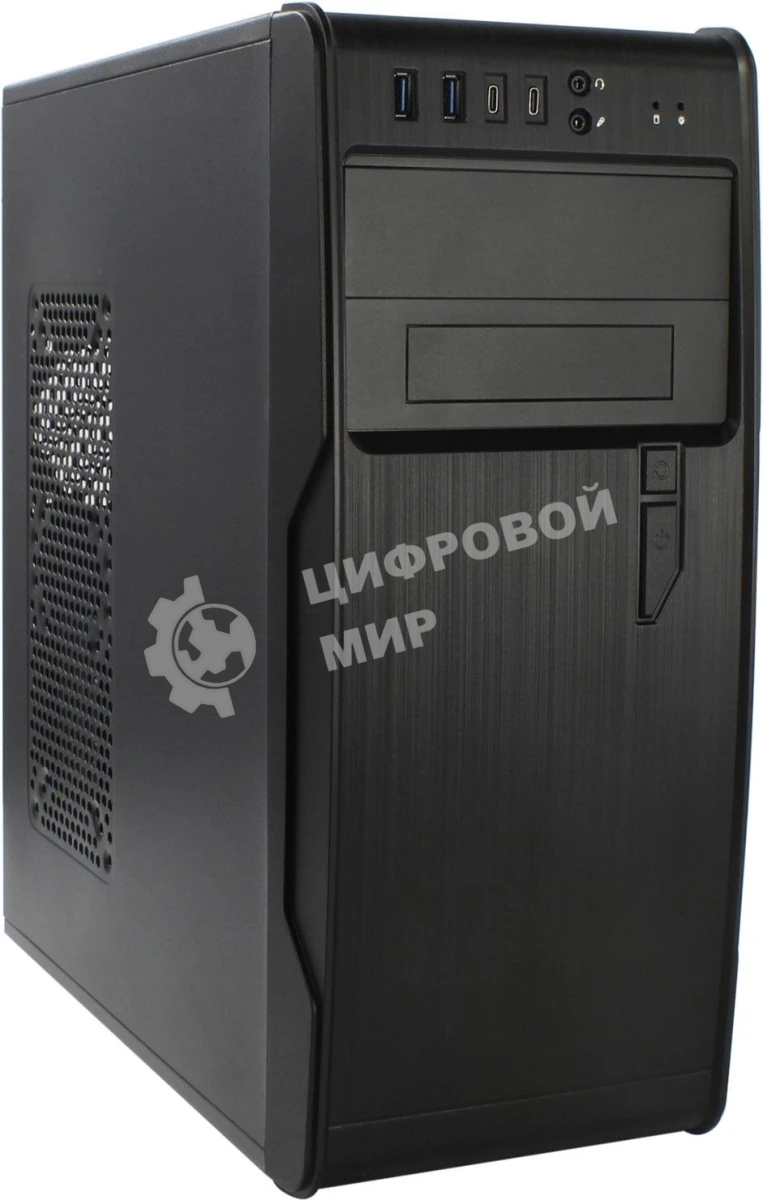 Компьютерный корпус PowerCool без ТМ, S1008BK-2U3C-NP NP (MidiTower, БЕЗ БП, черный, 2*USB3.0+2*USB Type-C +HD Audio)