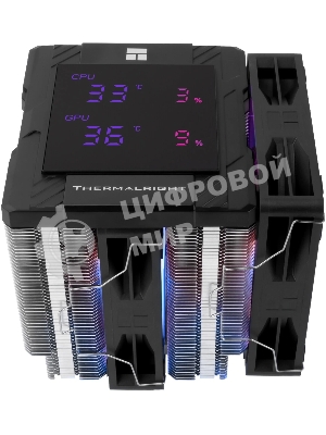 Кулер для процессора Thermalright Peerless Assassin 120 Digital Black ARGB (4-pin PWM, LED temp., 162mm, Ni/Cu, 6x6mm, ARGB, 2x120mm, 88.89CFM, 25.6dBA, 1850RPM, S: 1851, 1700, 1200, 115X, AM5, AM4, black)