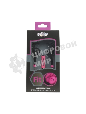 Проводные наушники Smartbuy Fit SBH-410 черный/розовый, внутриканальные, Jack 3.5 мм