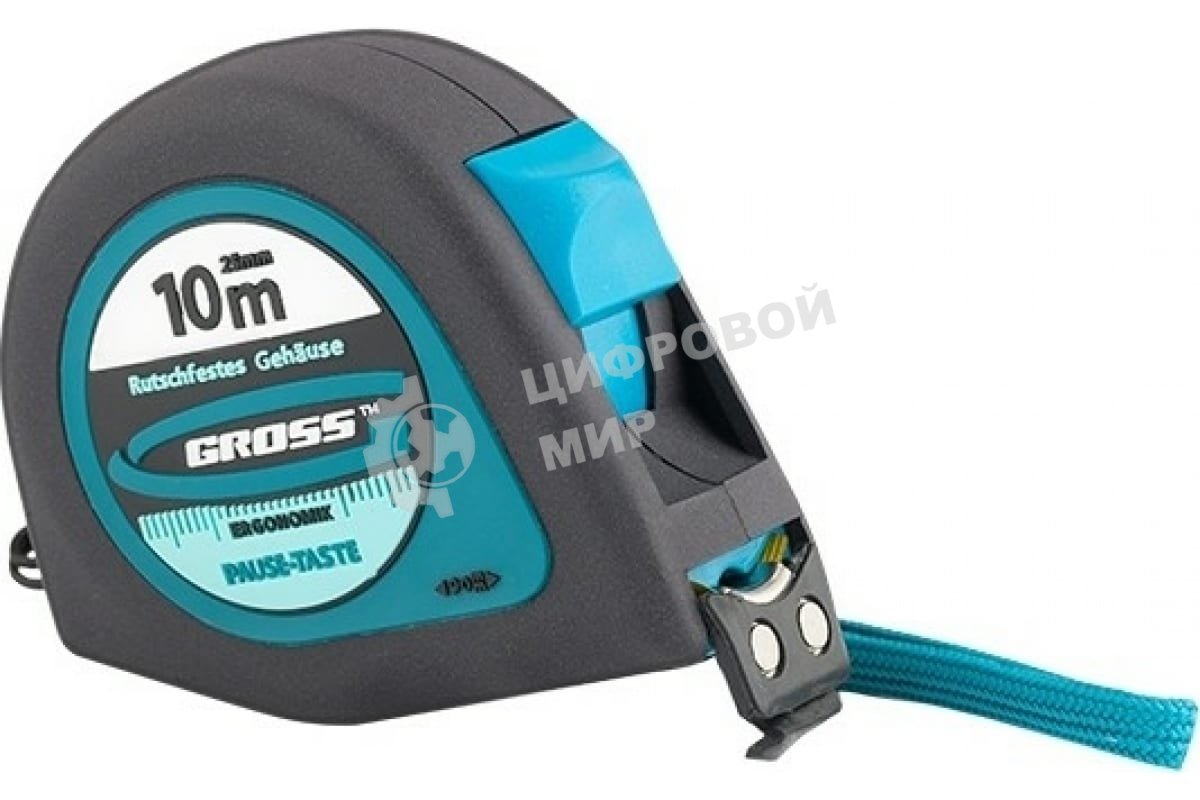 Рулетка Gross 31105 ''ergonomisch'' 10 м x 25 мм магнитный обрезиненный зацеп
