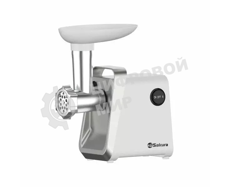 Мясорубка электрическая Sakura SA-6431W белый, 1600 Вт, 0.9 кг/мин, реверс, защита от перегрузки, насадки - 4