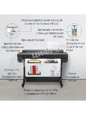 Плоттер струйный HP Designjet T630, A1, цветной, 24