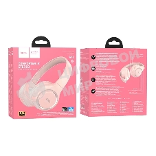 Беспроводные/проводные наушники Hoco W41 розовый, накладные, Bluetooth + проводной, складная конструкция, до 7 ч.