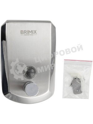 Дозатор жидкого мыла настенный, металический с глазком, из нерж.стали 201, на 500 мл ХРОМ BRIMIX 643