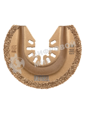 Насадка для МФИ Denzel режущая полукруг., HM, по плитке и дереву, 65 мм