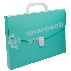 Папка-портфель Бюрократ Pastel PASTPP01GRN 1 отделение, A4, пластик, 0.7мм, мятный