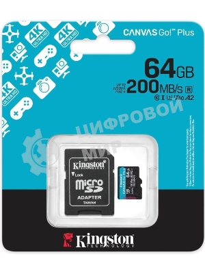 Флеш карта microSDXC 64Gb Kingston SDCG4/64Gb Canvas Go! Plus + adapter