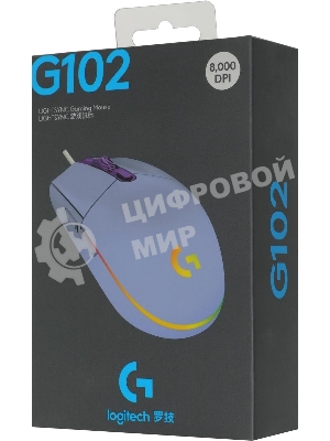 Мышь проводная Logitech G102 LIGHTSYNC фиолетовый, 8000 dpi, USB, кнопки - 6