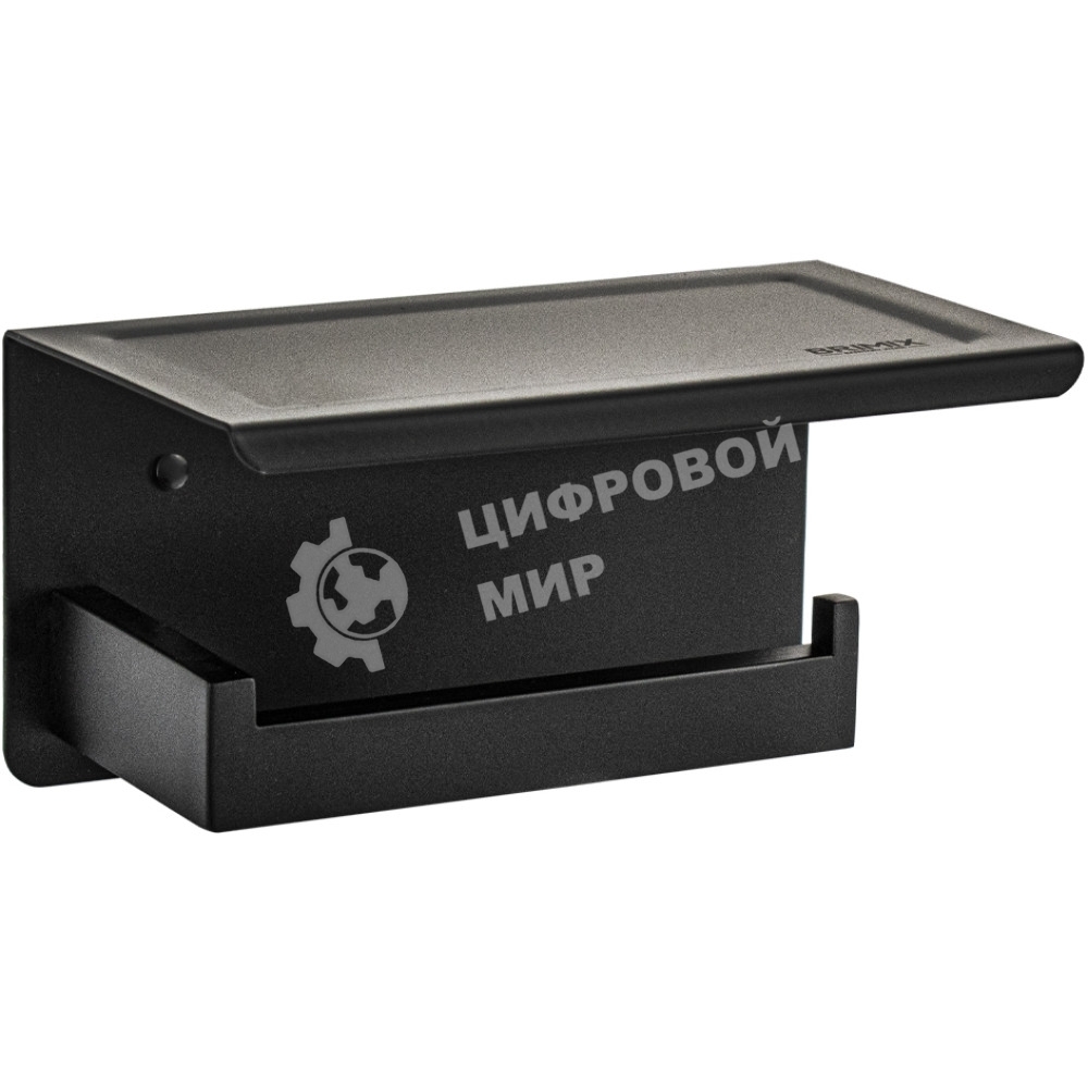 Держатель туалетной бумаги из нержавеющей стали BRIMIX 79920, антивандальный, с полочкой, квадратный профиль, черный.