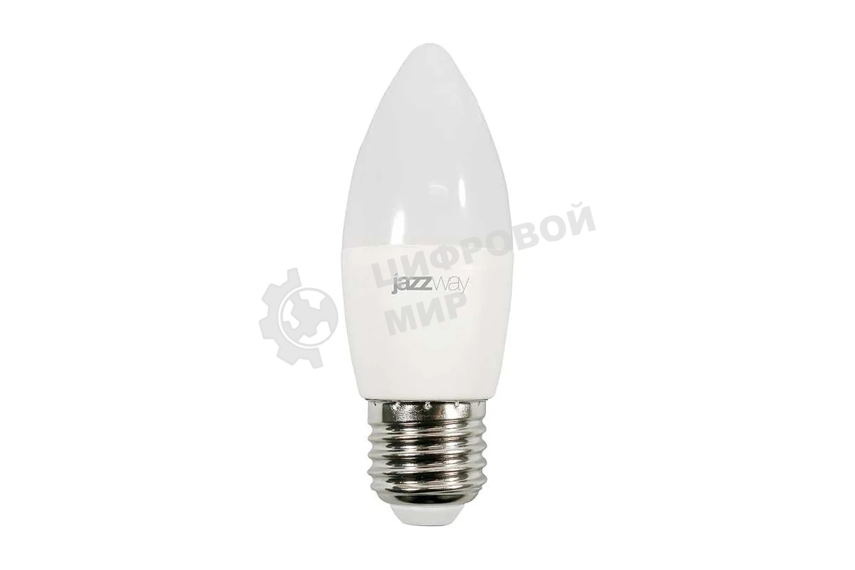 Лампа светодиодная JazzWay PLED-ECO-C37 5Вт свеча 3000К теплый белый E27 400лм 230В