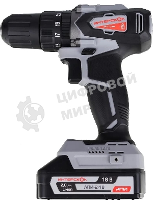 Дрель-шуруповерт ИНТЕРСКОЛ ДАУ-13/18ВК, 18 В, 2 Ач, 45 Нм, бесщеточный, ударный