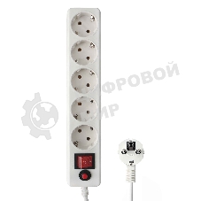 Сетевой фильтр Гарнизон EHLW-1 10А 1.8 м 5 розеток белый (21214)