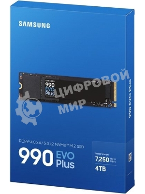 Накопитель SSD Samsung 990 EVO Plus, 4 ТБ, M.2 2280, PCIe 4.0 x4, NVMe 2.0, R/W 7250/6300
