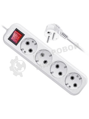 Удлинитель сетевой Defender L340 белый, 3 м, EURO, 4 розетки, 3500 Вт