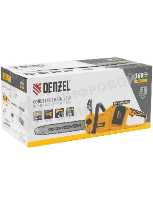 Цепная пила аккумуляторная бесщет. Denzel RCS400-36, Li-ion, 36 В, 4 А·ч, шина 400 мм/58610