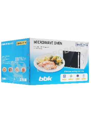 Микроволновая печь BBK 20MWS-771M/WM белый, 20 л, 700 Вт, переключатели - поворотный механизм