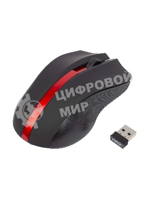 Мышь беспроводная HIPER HOMW-073 черный/красный, 1000 dpi, радиоканал, USB, кнопки - 3